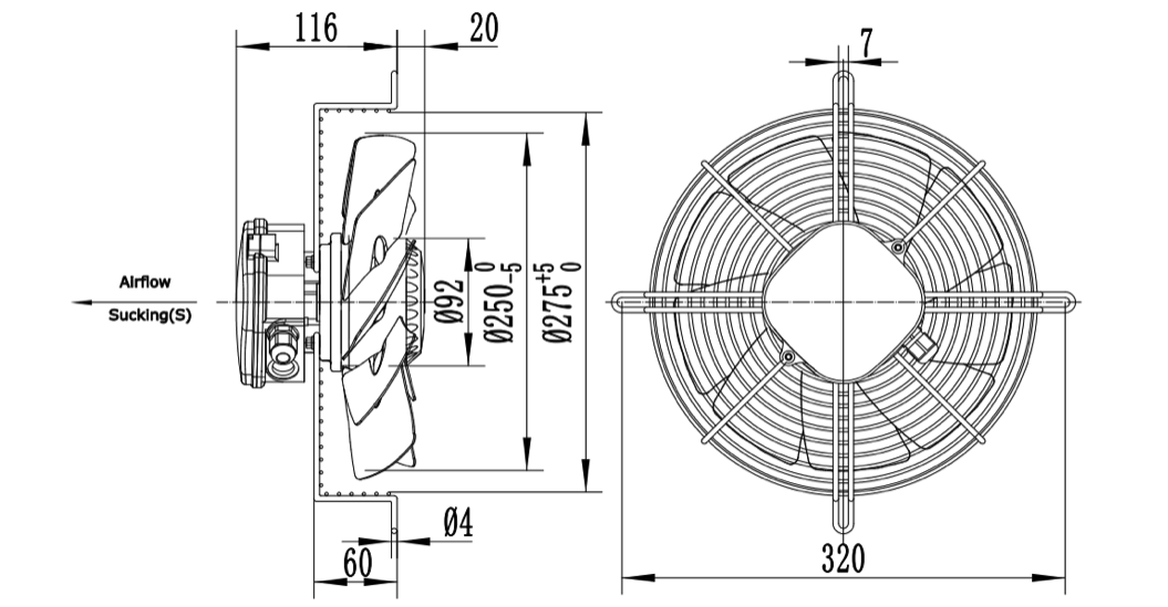 Wentylator Przemysłowy YWF-2E-250-B-92/25-G