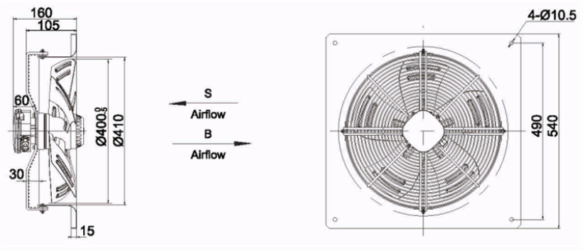 Industrial fan VB 400B4E