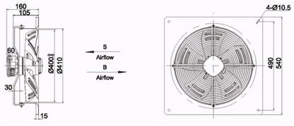 Industrial fan VB 400B4E