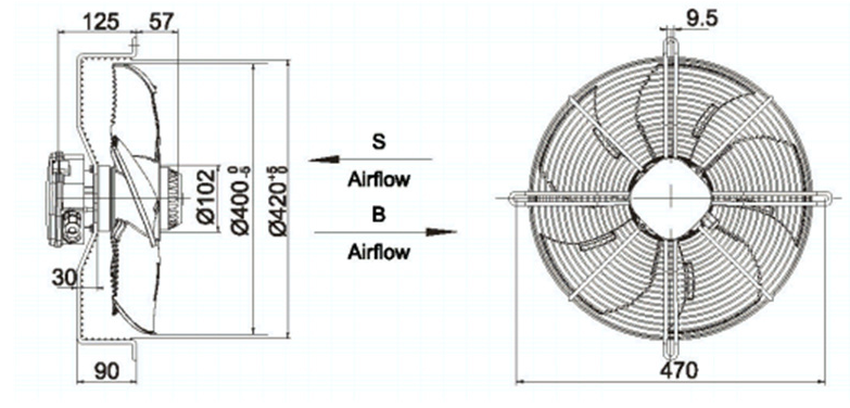 Wentylator Przemysłowy YWF-4D-400-S-102/47-G
