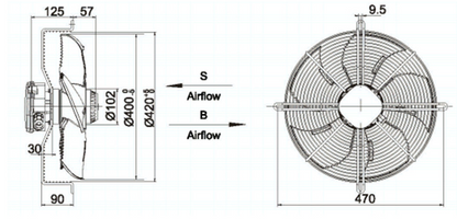 Wentylator Przemysłowy YWF-4D-400-S-102/47-G