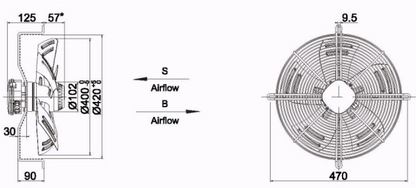 Industrial Fan YWF-4E-400-S-102/47-G