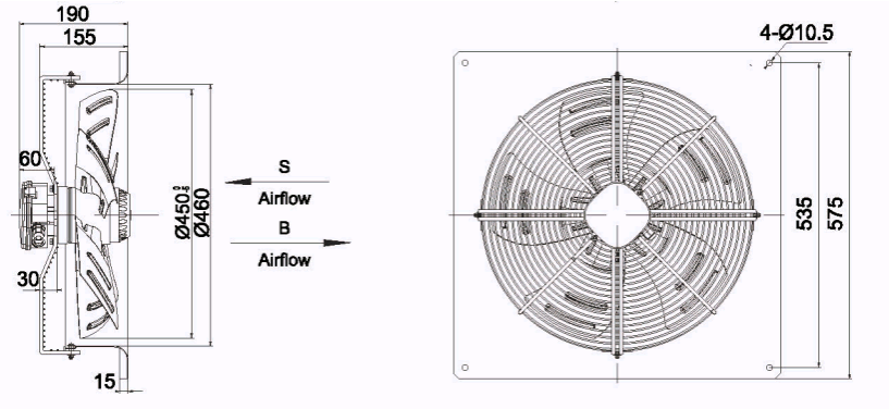 Wentylator przemysłowy YWF-4E-450-B-102/60-B