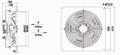 Wentylator przemysłowy YWF-4E-450-B-102/60-B