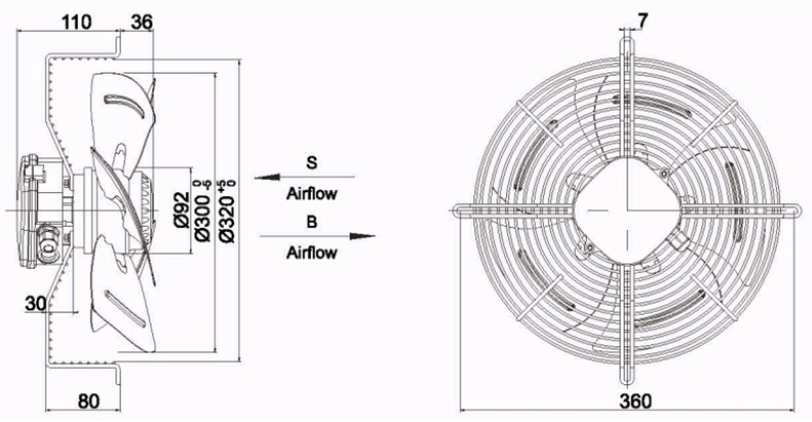 Industrial Fan YWF-4E-300-B-92/35-G