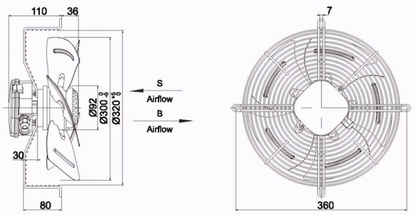 Industrial Fan YWF-4E-300-B-92/35-G