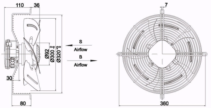 Industrial Fan YWF-4E-300-S-92/35-G