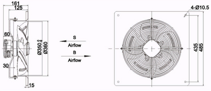 Industrial fan YWF-4E-350-B-102/34-B