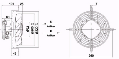Wentylator Przemysłowy YWF-2E-200-B-92/15-G