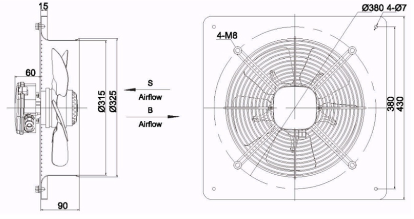 Industrial fan YWF-4E-300-B-92/35-B