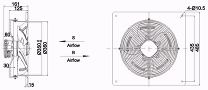 Industrial fan YWF-4E-350-B-102/47-B