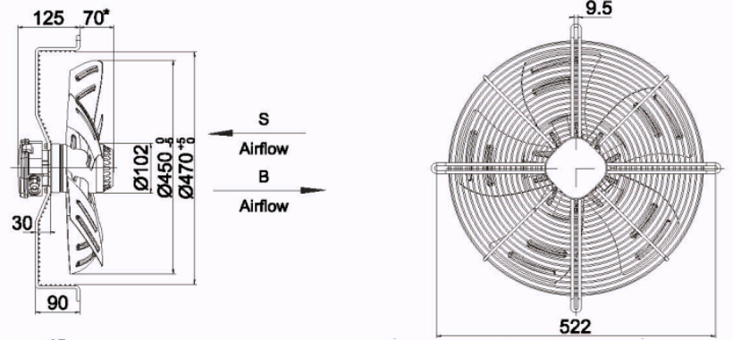 Industrial Fan YWF-4E-450-S-102/60-G