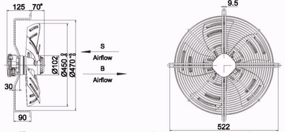 Industrial Fan YWF-4E-450-S-102/60-G