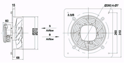 Wentylator przemysłowy YWF-2E-200-B-92/15-B