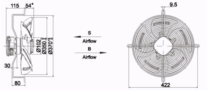 Wentylator Przemysłowy YWF-4E-350-B-102/34-G