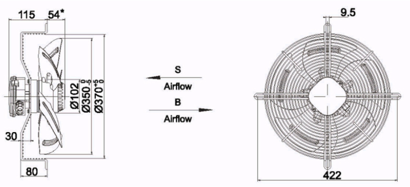 Industrial Fan YWF-4E-350-S-102/34-G