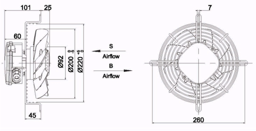 Wentylator przemysłowy YWF-2E-200-S-92/15-G