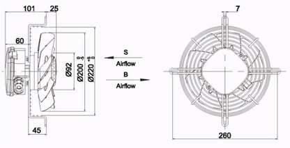 Wentylator przemysłowy YWF-2E-200-S-92/15-G
