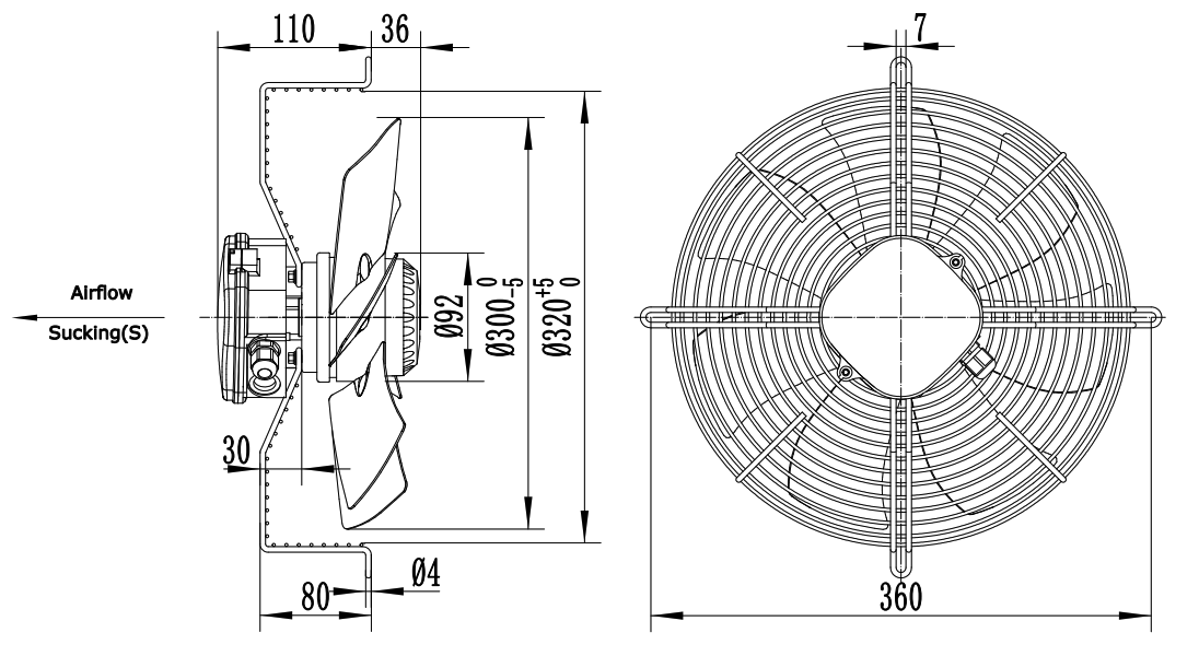 Wentylator przemysłowy YWF-2E-300-B-92/35-G