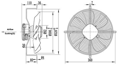 Wentylator przemysłowy YWF-2E-300-B-92/35-G