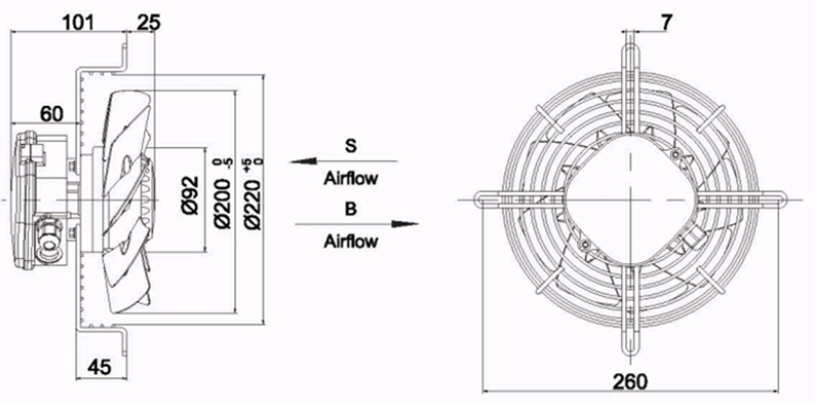 Wentylator Przemysłowy YWF-4E-200-B-92/15-G