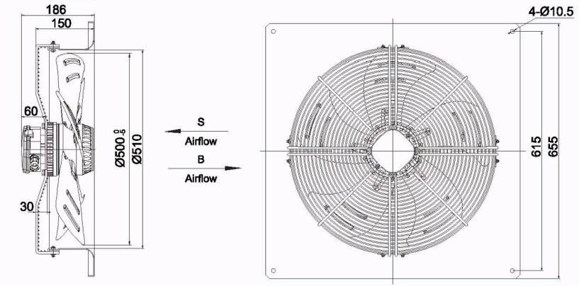 Wentylator przemysłowy YWF-4E-500-B-137/35-B